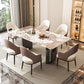 1/5/7/9 Pieces Modern Rectangle Sintered Stone Double Pedestal Dining Set for Home
