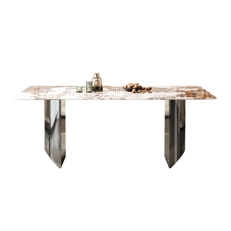 1/5/7/9 Pieces Modern Rectangle Sintered Stone Double Pedestal Dining Set for Home