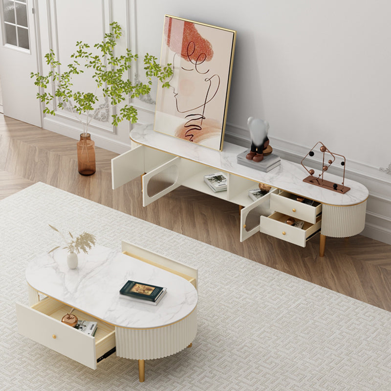 Stone TV Media Console Modern Media Console TV Stand with Drawers Clearhalo 'furn' 'furn_tv_stands_entertainment_centers' 'Furniture' 'Living Room Furniture' 'TV Stands & Entertainment Centers' 'TV Stands & Media Storage Furniture' 'tv_stands_entertainment_centers' 7690664