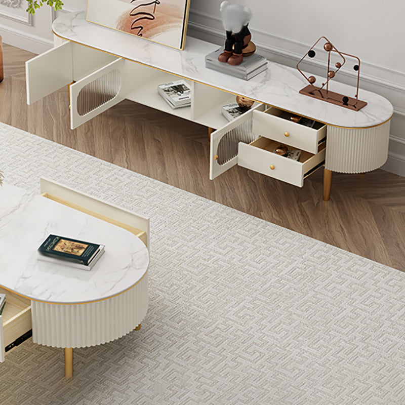 Stone TV Media Console Modern Media Console TV Stand with Drawers Clearhalo 'furn' 'furn_tv_stands_entertainment_centers' 'Furniture' 'Living Room Furniture' 'TV Stands & Entertainment Centers' 'TV Stands & Media Storage Furniture' 'tv_stands_entertainment_centers' 7690670