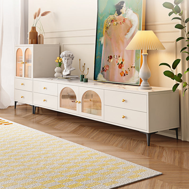 Glam TV Media Console Glass Media Console TV Stand for Living Room Clearhalo 'furn' 'furn_tv_stands_entertainment_centers' 'Furniture' 'Living Room Furniture' 'TV Stands & Entertainment Centers' 'TV Stands & Media Storage Furniture' 'tv_stands_entertainment_centers' 7690690