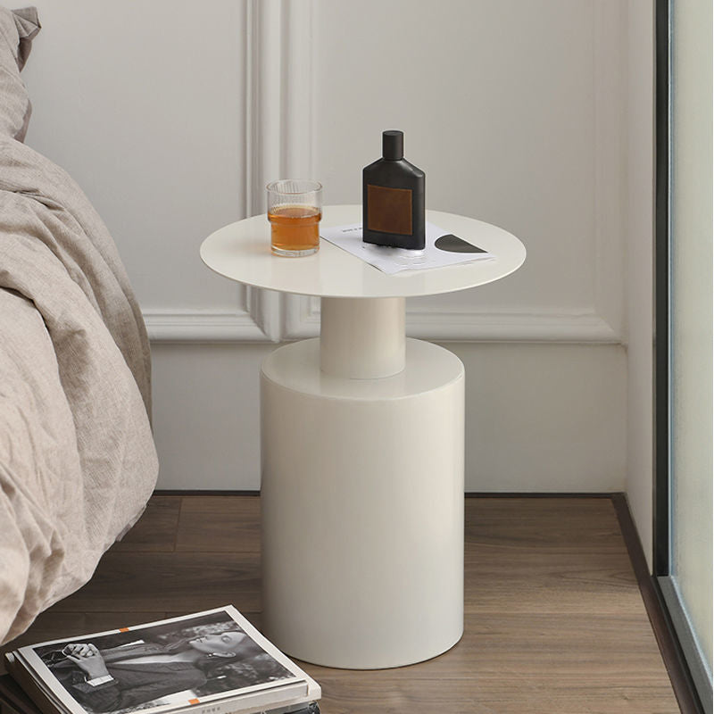 Contemporary Night Table Antique Finish Metal Bed Nightstand