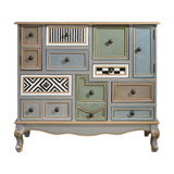 Rangement de rangement en bois massif commode coffre de rangement côtier avec 9 tiroirs