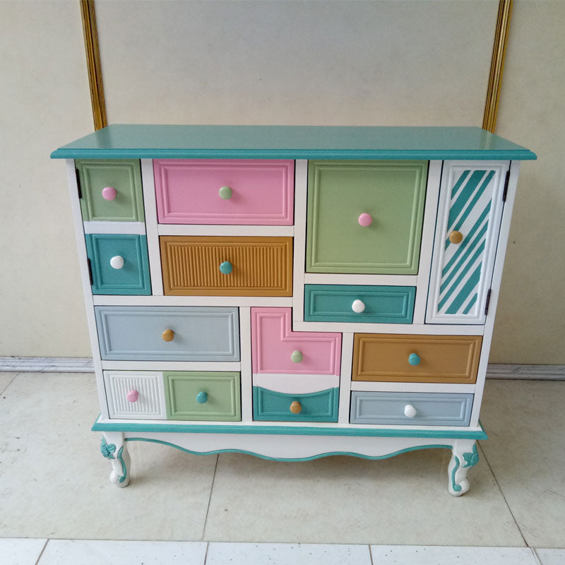 Rangement de rangement en bois massif commode coffre de rangement côtier avec 9 tiroirs