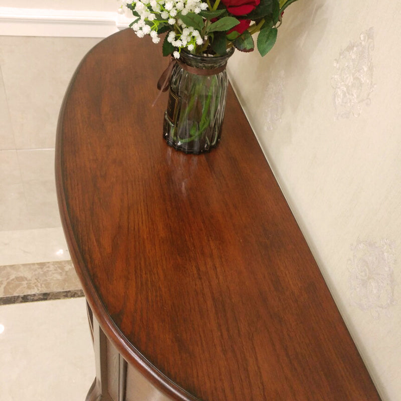 14 inch Wide Console Table Mid-Century Modern Half Moon Wood Accent Table