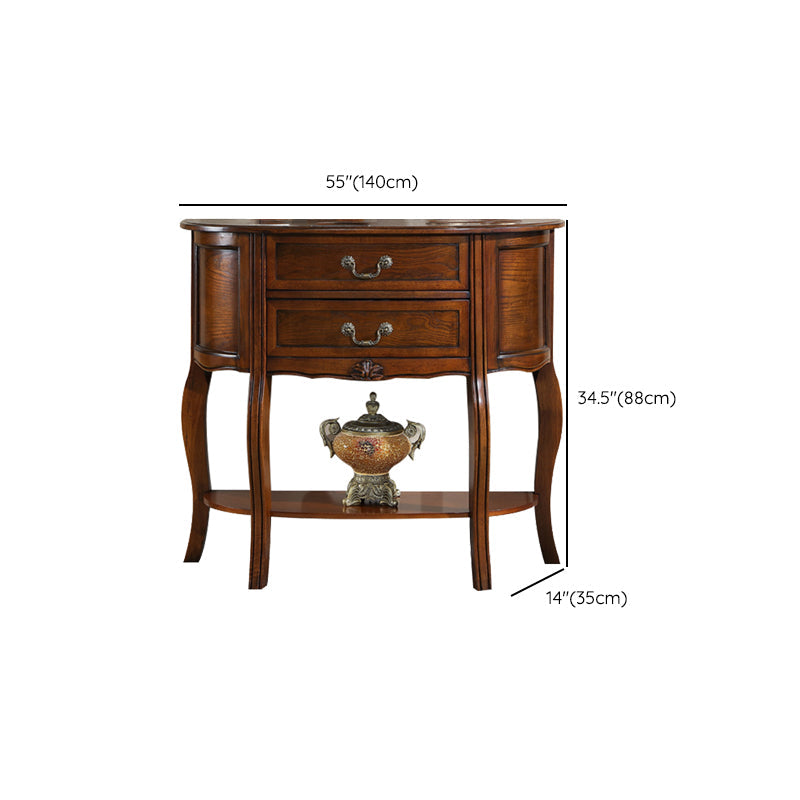 14 inch Wide Console Table Mid-Century Modern Half Moon Wood Accent Table