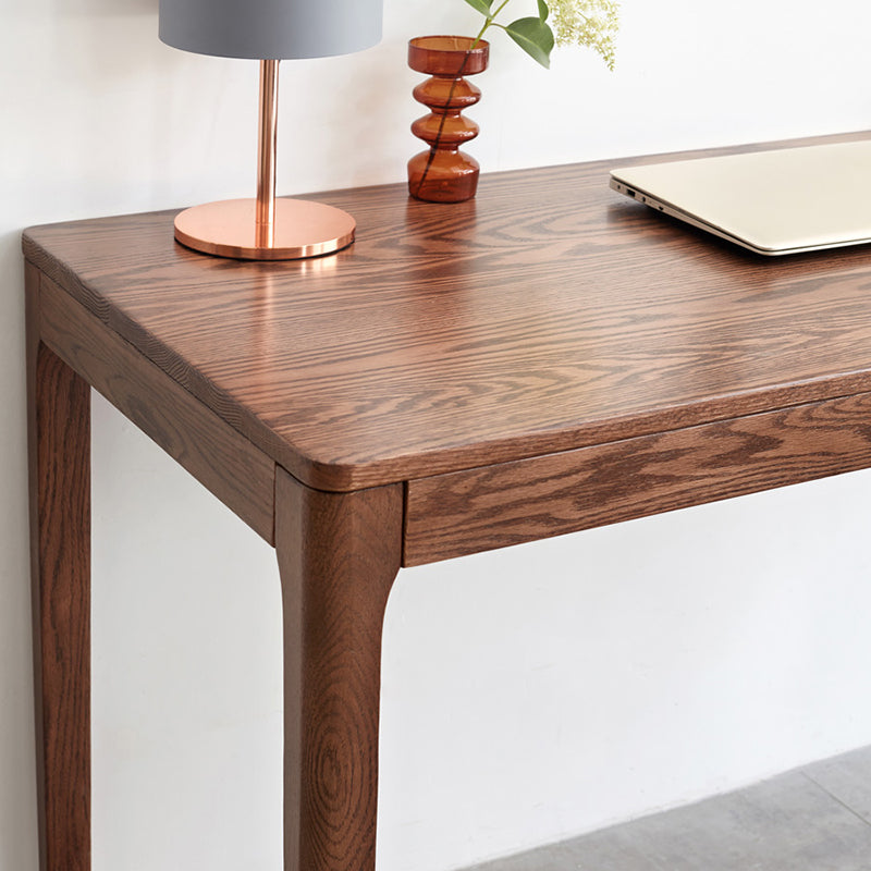 Bruin eiken slaapkamer bureau een enkele lade Parsons Base Writing Desk