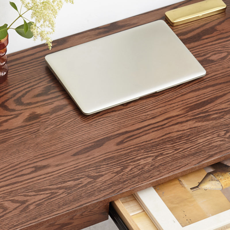 Bruin eiken slaapkamer bureau een enkele lade Parsons Base Writing Desk
