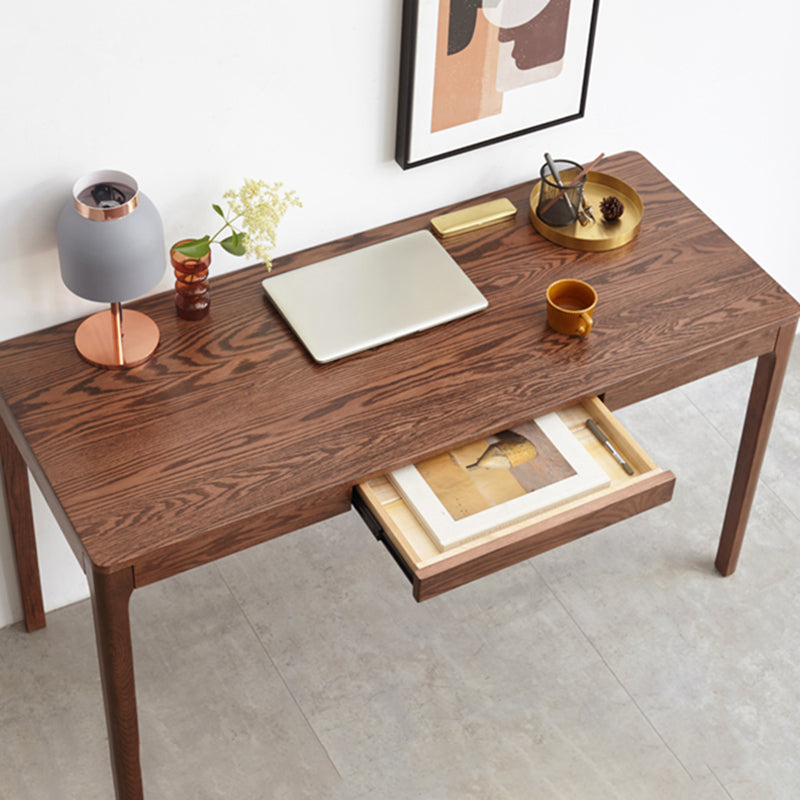 Bruin eiken slaapkamer bureau een enkele lade Parsons Base Writing Desk