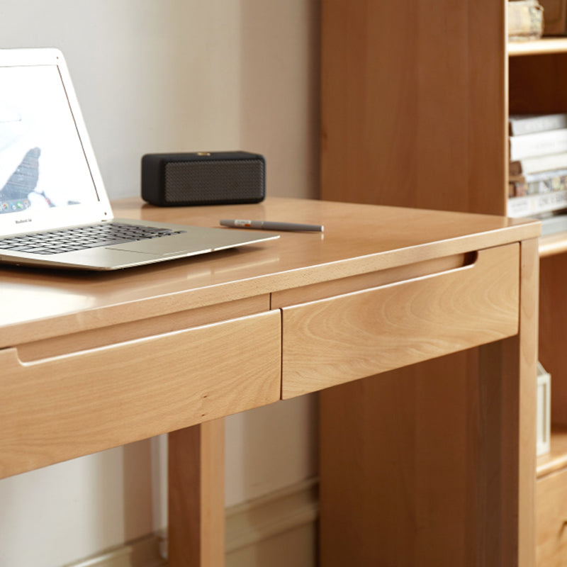 Beech Wood Home Office Desk Modern Natural Writing Desk met lade