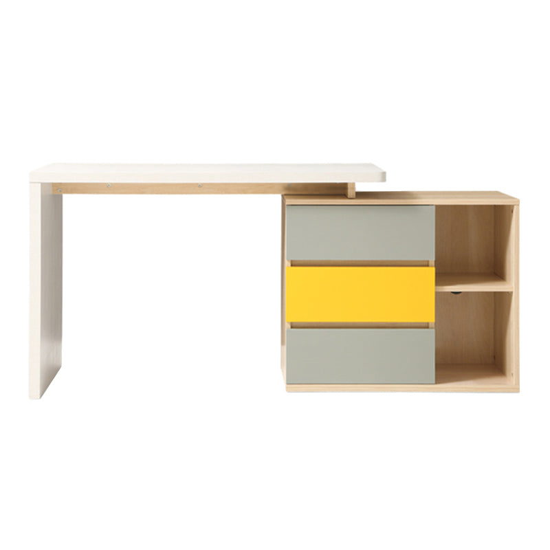 Modern Engineered Wood Office Desk Home Writing Desk with 3-drawer White Clearhalo 'furn' 'furn_office_desk' 'Furniture' 'Office Desks' 'Office Furniture' 'office_desk' 7690989