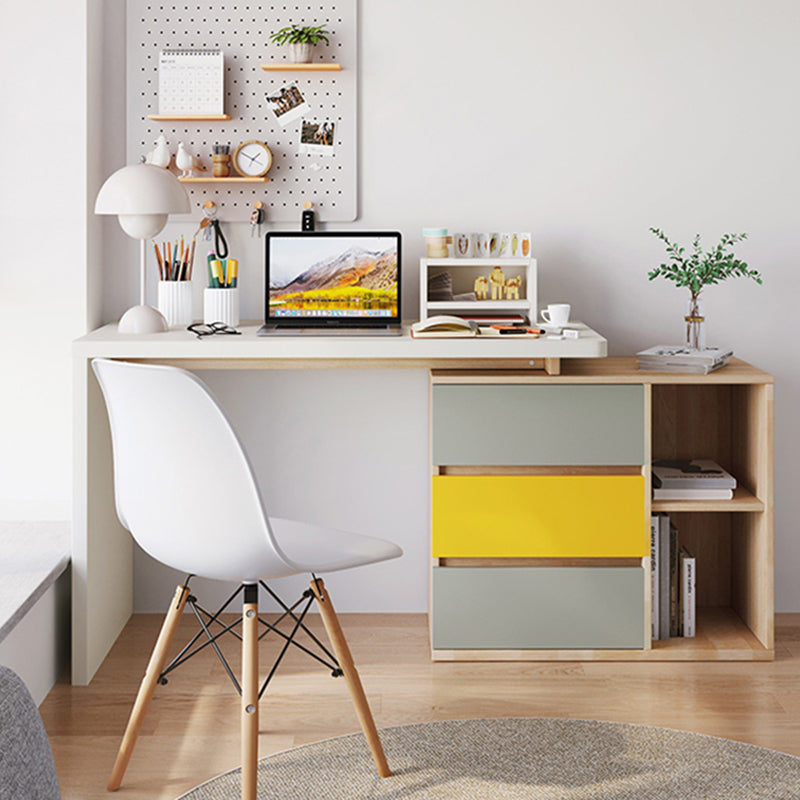 Modern Engineered Wood Office Desk Home Writing Desk with 3-drawer Clearhalo 'furn' 'furn_office_desk' 'Furniture' 'Office Desks' 'Office Furniture' 'office_desk' 7690992