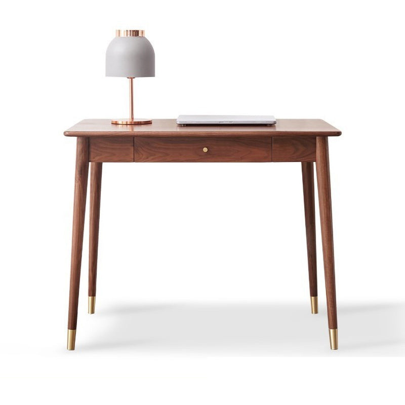 Bedroom Office Desk Solid Wood Legs Parsons Writing Desk with Drawer 31"L x 19"W x 30"H Brown Clearhalo 'furn' 'furn_office_desk' 'Furniture' 'Office Desks' 'Office Furniture' 'office_desk' 7691085