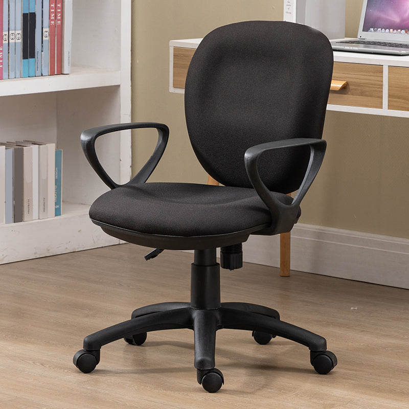 Modernism Office Chair with Wheels Desk Chair for Home Living Room Black 1 Piece Fixed Arms Clearhalo 'furn' 'furn_office_chair' 'Furniture' 'Office Chairs' 'Office Furniture' 'office_chair' 7691130