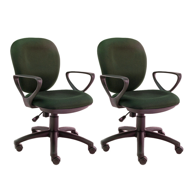Modernism Office Chair with Wheels Desk Chair for Home Living Room Green 2 Piece Set Fixed Arms Clearhalo 'furn' 'furn_office_chair' 'Furniture' 'Office Chairs' 'Office Furniture' 'office_chair' 7691146