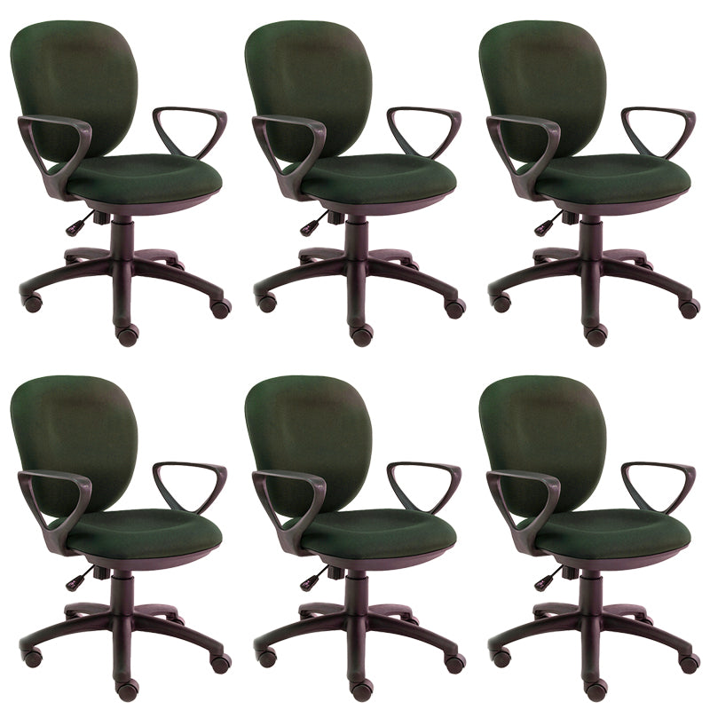 Modernism Office Chair with Wheels Desk Chair for Home Living Room Green 6 Piece Set Fixed Arms Clearhalo 'furn' 'furn_office_chair' 'Furniture' 'Office Chairs' 'Office Furniture' 'office_chair' 7691147