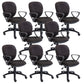 Modernism Office Chair with Wheels Desk Chair for Home Living Room Black 8 Piece Set Fixed Arms Clearhalo 'furn' 'furn_office_chair' 'Furniture' 'Office Chairs' 'Office Furniture' 'office_chair' 7691151