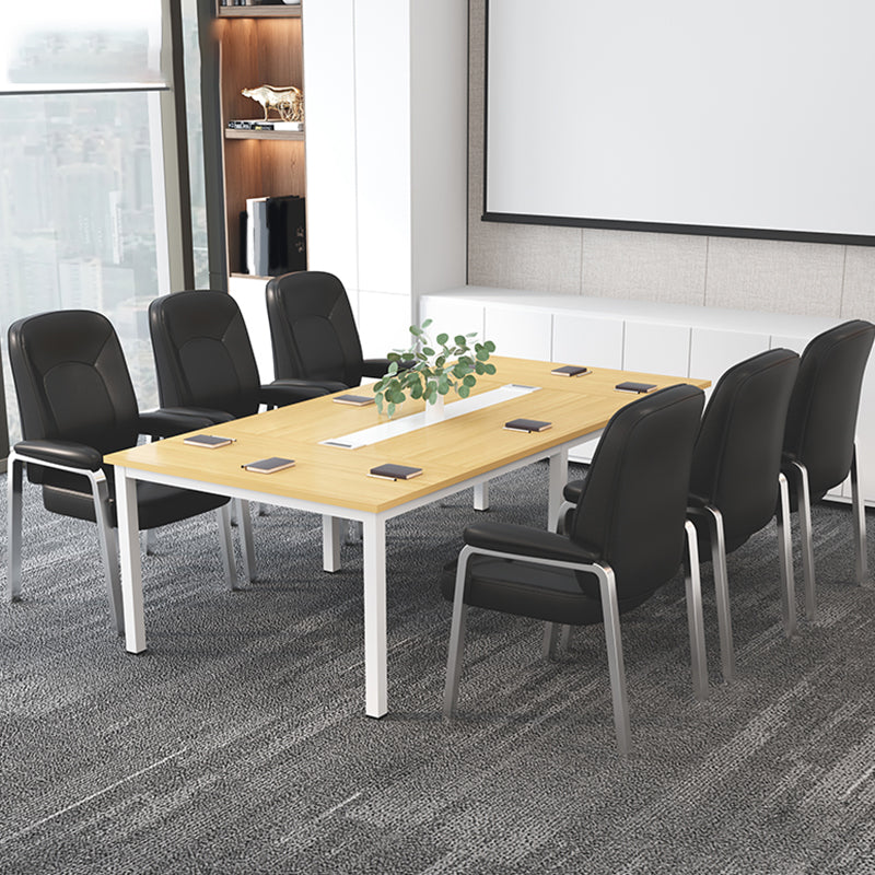 Modern Office Chair No Wheels Leather Desk Chair for Meeting Room