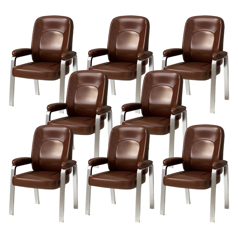 Modern Office Chair No Wheels Leather Desk Chair for Meeting Room