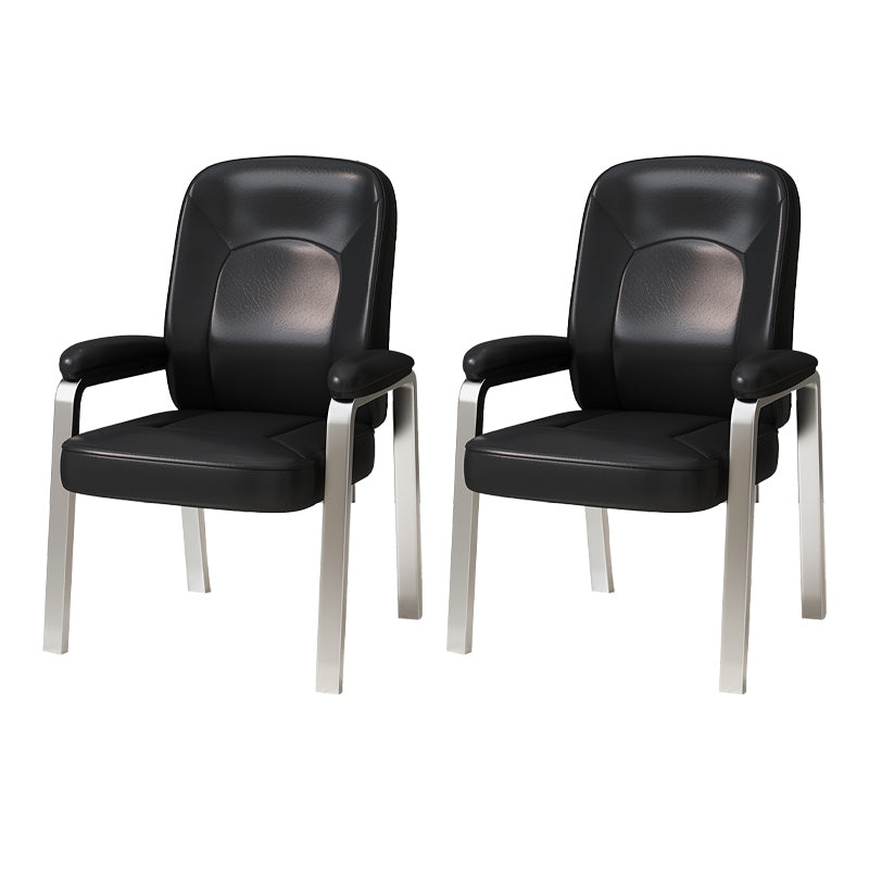 Modern Office Chair No Wheels Leather Desk Chair for Meeting Room