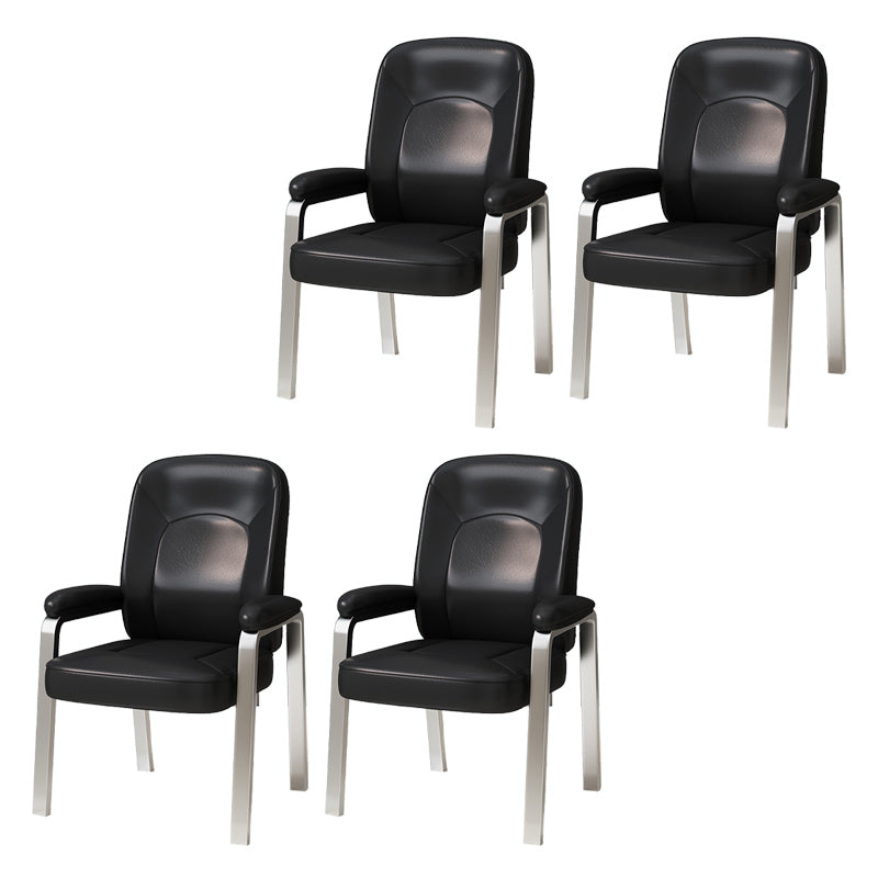 Modern Office Chair No Wheels Leather Desk Chair for Meeting Room