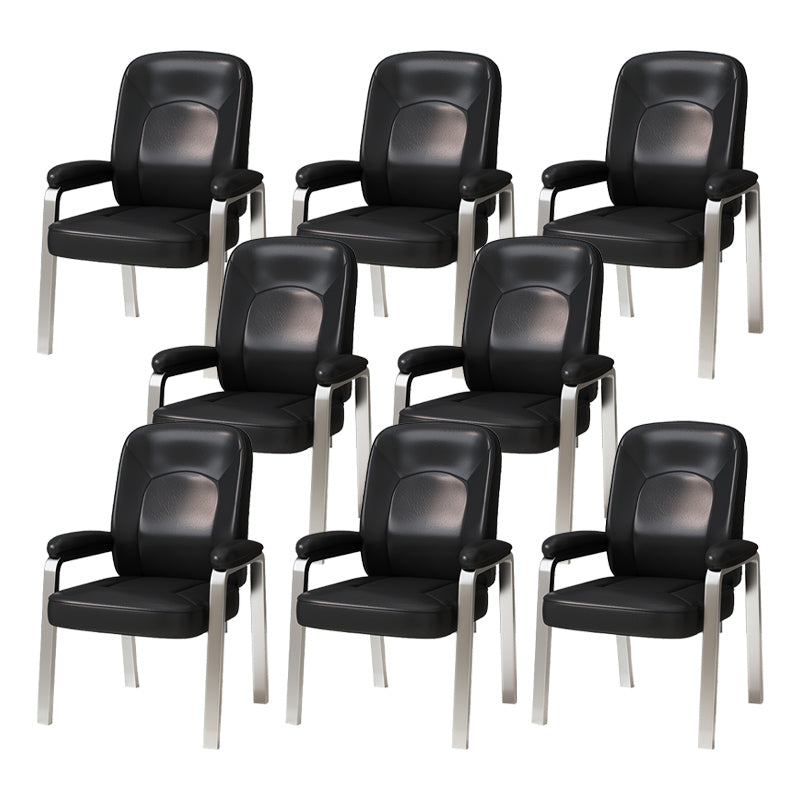 Modern Office Chair No Wheels Leather Desk Chair for Meeting Room