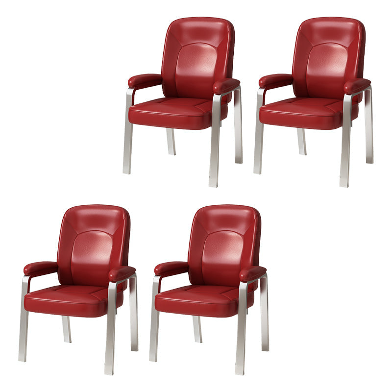 Modern Office Chair No Wheels Leather Desk Chair for Meeting Room