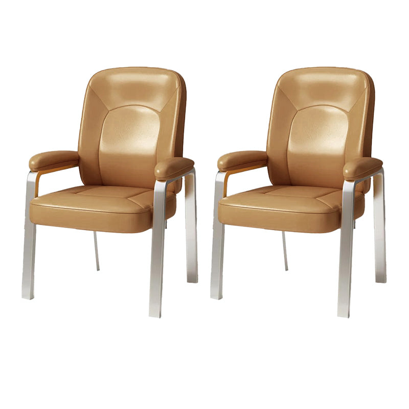 Modern Office Chair No Wheels Leather Desk Chair for Meeting Room