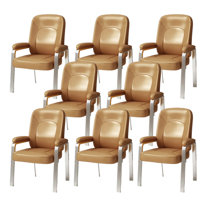 Modern Office Chair No Wheels Leather Desk Chair for Meeting Room