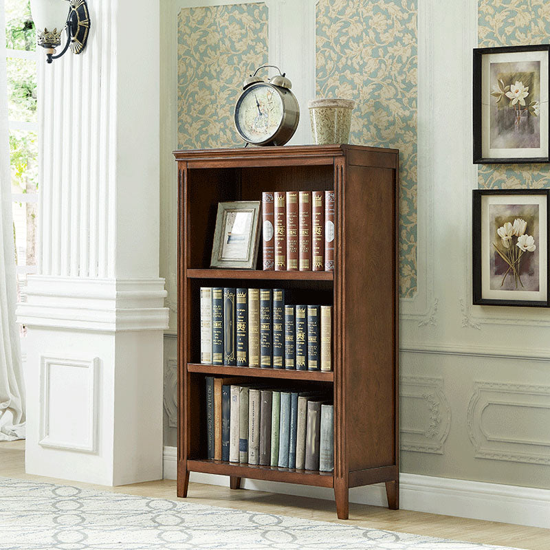 Contemporary Closed Back Standard Bookshelf Wooden Bookcase for Study Room Nut-Brown Clearhalo 'Bookcases' 'furn' 'furn_bookcases' 'Furniture' 'Office Furniture' 7691654