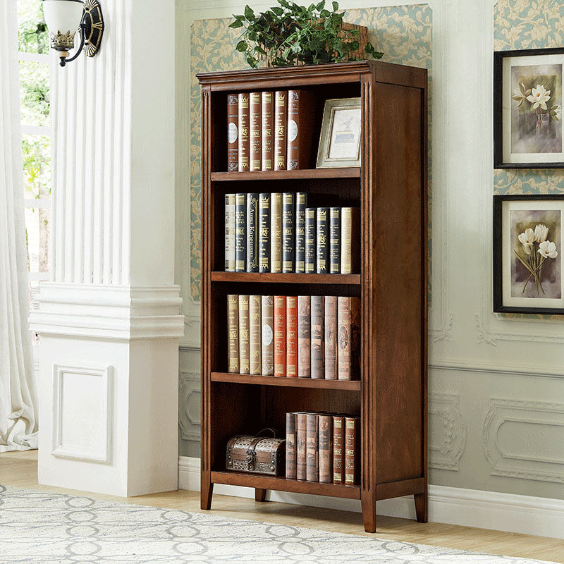 Contemporary Closed Back Standard Bookshelf Wooden Bookcase for Study Room Nut-Brown Clearhalo 'Bookcases' 'furn' 'furn_bookcases' 'Furniture' 'Office Furniture' 7691658