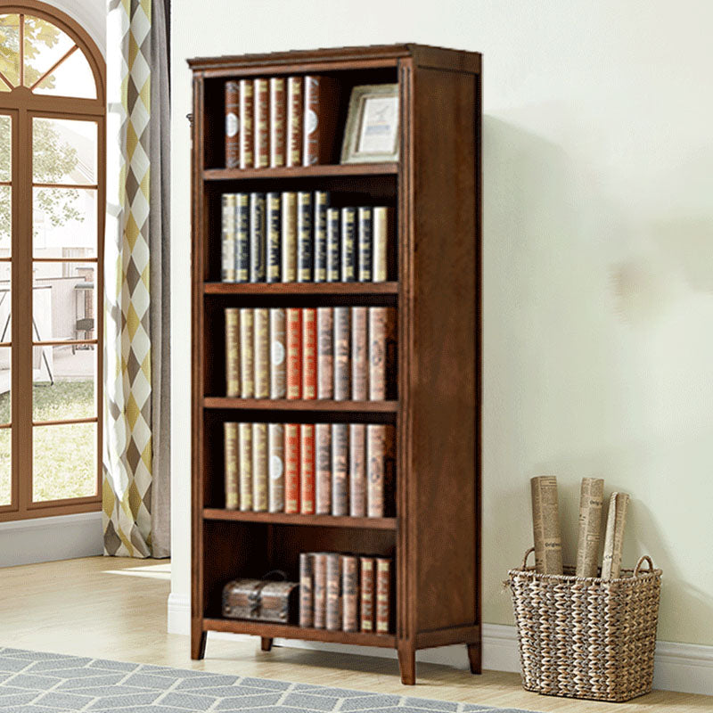 Contemporary Closed Back Standard Bookshelf Wooden Bookcase for Study Room Nut-Brown Clearhalo 'Bookcases' 'furn' 'furn_bookcases' 'Furniture' 'Office Furniture' 7691662