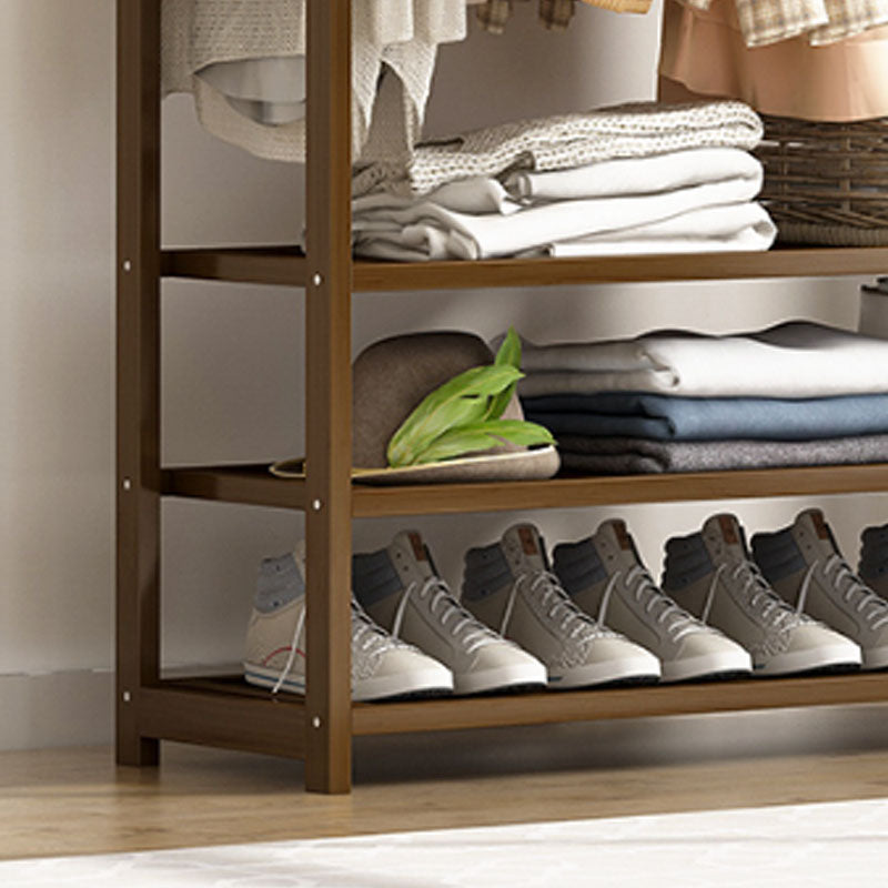 伝統的な服ハンガー貯蔵庫付きのソリッドウッドコートラック