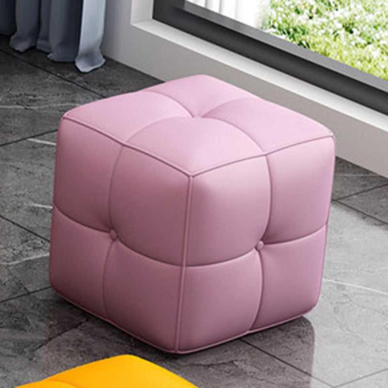 Contemporary Home Rectangular Ottoman Leather Foot Stool without Legs 16"L x 16"W x 16"H Pink 1 Piece Clearhalo 'furn' 'furn_ottomans_poufs' 'Furniture' 'Living Room Furniture' 'Ottomans & Poufs' 'ottomans_poufs' 7691787