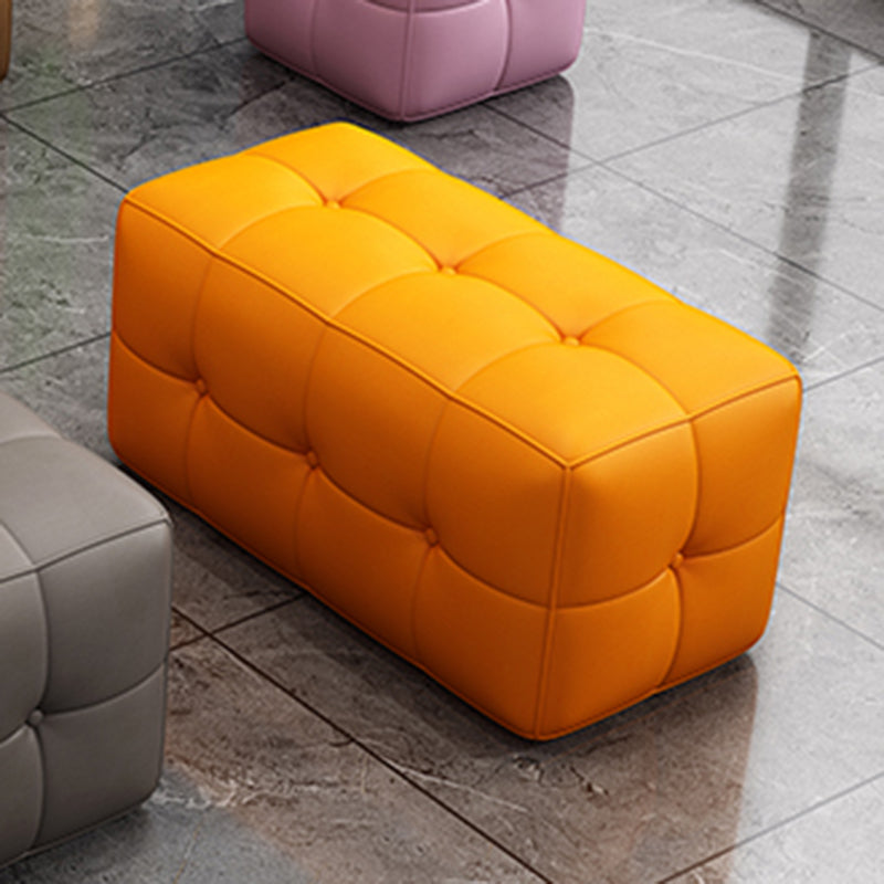 Contemporary Home Rectangular Ottoman Leather Foot Stool without Legs 31.5"L x 16"W x 16"H Orange 1 Piece Clearhalo 'furn' 'furn_ottomans_poufs' 'Furniture' 'Living Room Furniture' 'Ottomans & Poufs' 'ottomans_poufs' 7691791