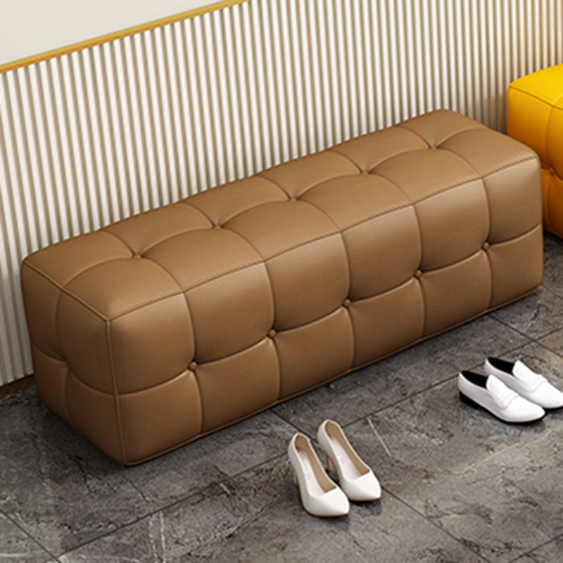 Contemporary Home Rectangular Ottoman Leather Foot Stool without Legs 31.5"L x 16"W x 16"H Coffee 1 Piece Clearhalo 'furn' 'furn_ottomans_poufs' 'Furniture' 'Living Room Furniture' 'Ottomans & Poufs' 'ottomans_poufs' 7691792