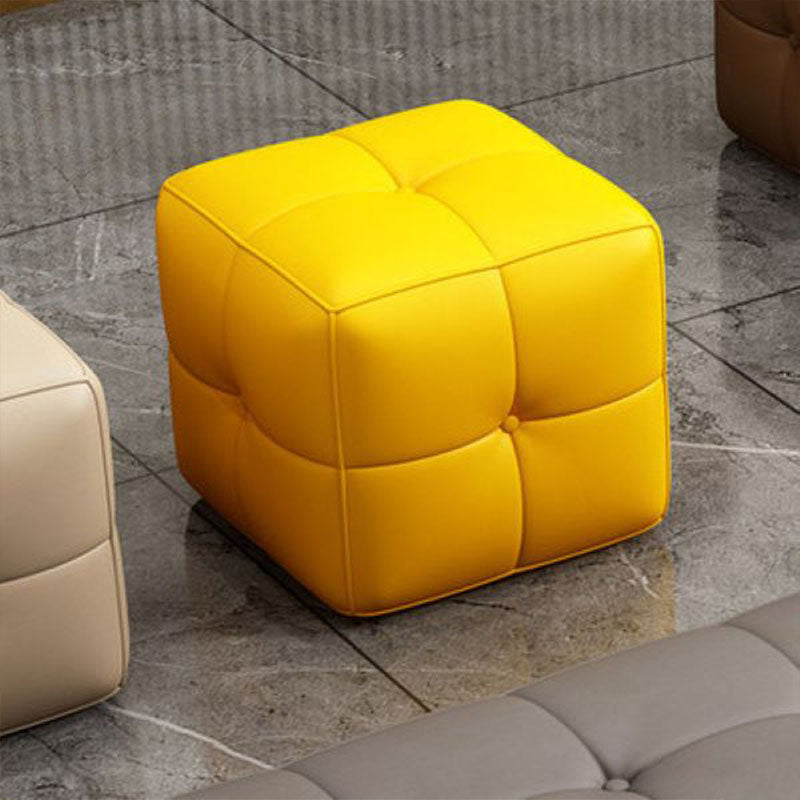 Contemporary Home Rectangular Ottoman Leather Foot Stool without Legs 16"L x 16"W x 16"H Yellow 1 Piece Clearhalo 'furn' 'furn_ottomans_poufs' 'Furniture' 'Living Room Furniture' 'Ottomans & Poufs' 'ottomans_poufs' 7691803