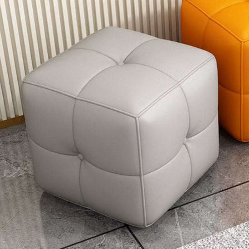 Contemporary Home Rectangular Ottoman Leather Foot Stool without Legs 16"L x 16"W x 16"H Light Gray 1 Piece Clearhalo 'furn' 'furn_ottomans_poufs' 'Furniture' 'Living Room Furniture' 'Ottomans & Poufs' 'ottomans_poufs' 7691806