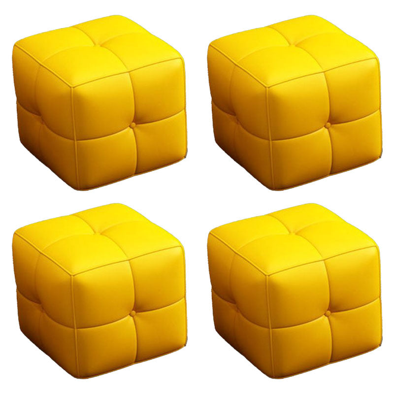 Contemporary Home Rectangular Ottoman Leather Foot Stool without Legs 16"L x 16"W x 16"H Yellow 4 Piece Set Clearhalo 'furn' 'furn_ottomans_poufs' 'Furniture' 'Living Room Furniture' 'Ottomans & Poufs' 'ottomans_poufs' 7691812