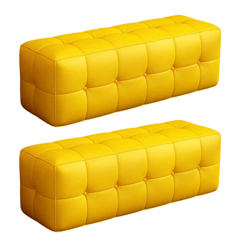 Contemporary Home Rectangular Ottoman Leather Foot Stool without Legs 31.5"L x 16"W x 16"H Yellow 2 Piece Set Clearhalo 'furn' 'furn_ottomans_poufs' 'Furniture' 'Living Room Furniture' 'Ottomans & Poufs' 'ottomans_poufs' 7691821