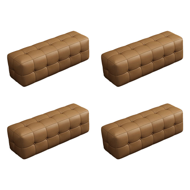 Contemporary Home Rectangular Ottoman Leather Foot Stool without Legs 31.5"L x 16"W x 16"H Coffee 4 Piece Set Clearhalo 'furn' 'furn_ottomans_poufs' 'Furniture' 'Living Room Furniture' 'Ottomans & Poufs' 'ottomans_poufs' 7691824
