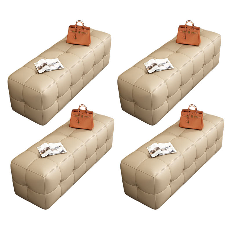 Contemporary Home Rectangular Ottoman Leather Foot Stool without Legs 31.5"L x 16"W x 16"H Khaki 4 Piece Set Clearhalo 'furn' 'furn_ottomans_poufs' 'Furniture' 'Living Room Furniture' 'Ottomans & Poufs' 'ottomans_poufs' 7691828