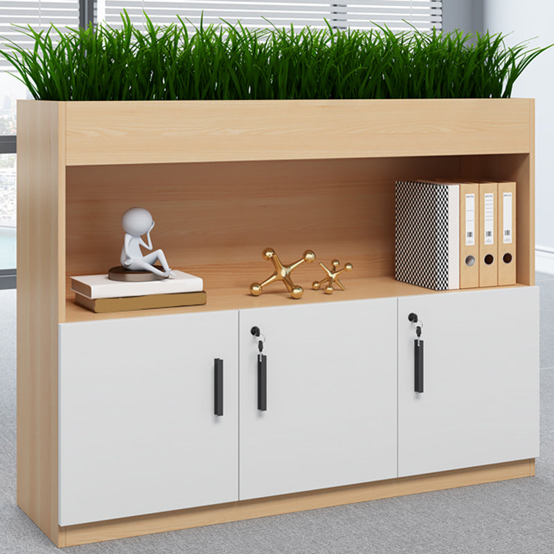 Modern Filing Cabinet Lateral Wood Filing Cabinet with Locking Storage 47.2"L x 11.8"W x 39.4"H White-Brown Clearhalo 'Filing Cabinets' 'filling_cabinets' 'furn' 'furn_filling_cabinets' 'Furniture' 'Office Furniture' 7691907