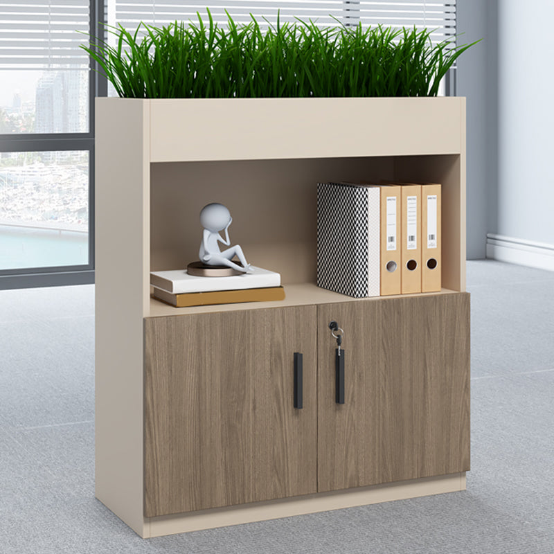 Modern Filing Cabinet Lateral Wood Filing Cabinet with Locking Storage 31.5"L x 11.8"W x 39.4"H Brown-Grey Clearhalo 'Filing Cabinets' 'filling_cabinets' 'furn' 'furn_filling_cabinets' 'Furniture' 'Office Furniture' 7691908