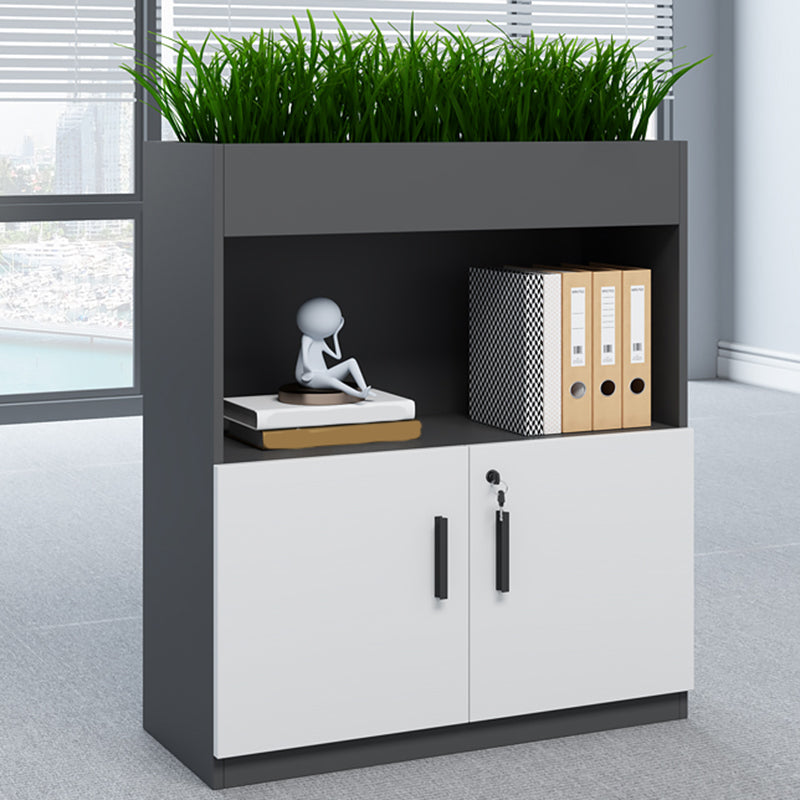 Modern Filing Cabinet Lateral Wood Filing Cabinet with Locking Storage 31.5"L x 11.8"W x 39.4"H White-Black Clearhalo 'Filing Cabinets' 'filling_cabinets' 'furn' 'furn_filling_cabinets' 'Furniture' 'Office Furniture' 7691912