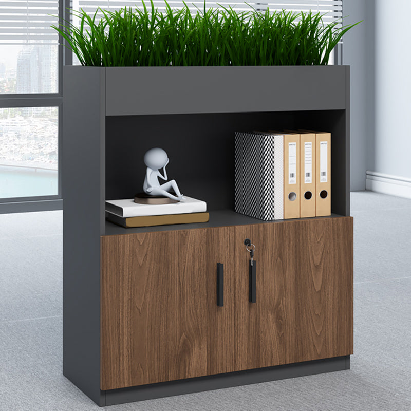 Modern Filing Cabinet Lateral Wood Filing Cabinet with Locking Storage 31.5"L x 11.8"W x 39.4"H Brown Black Clearhalo 'Filing Cabinets' 'filling_cabinets' 'furn' 'furn_filling_cabinets' 'Furniture' 'Office Furniture' 7691914