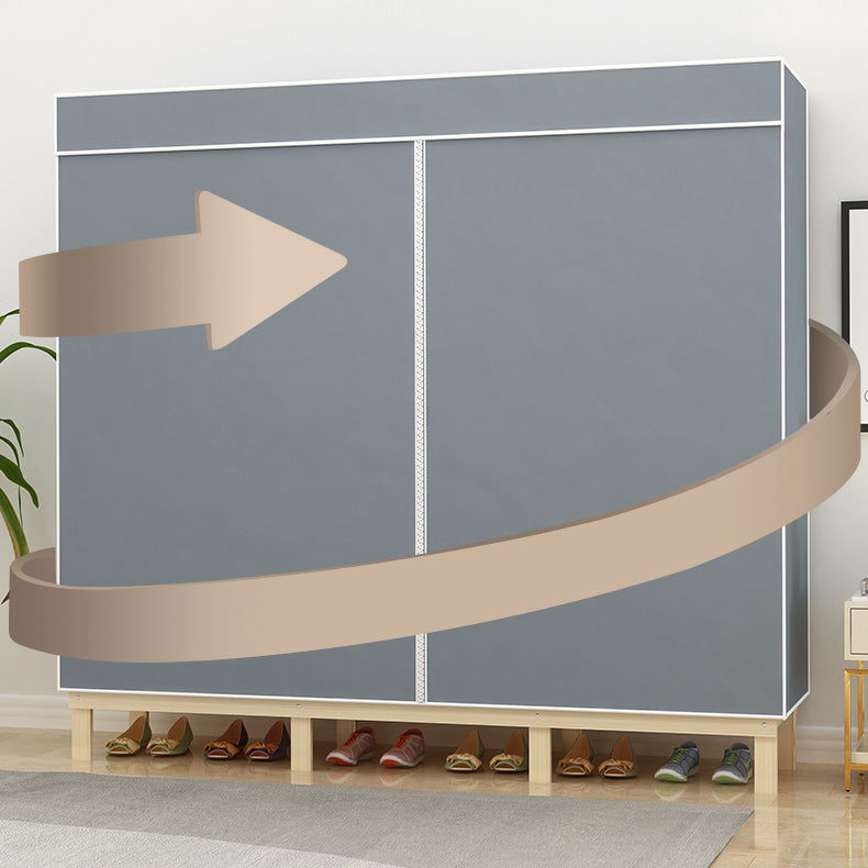 Solid Pine Wood Frame Wardrobe Armoire Contemporary Multifunctional Wardrobe