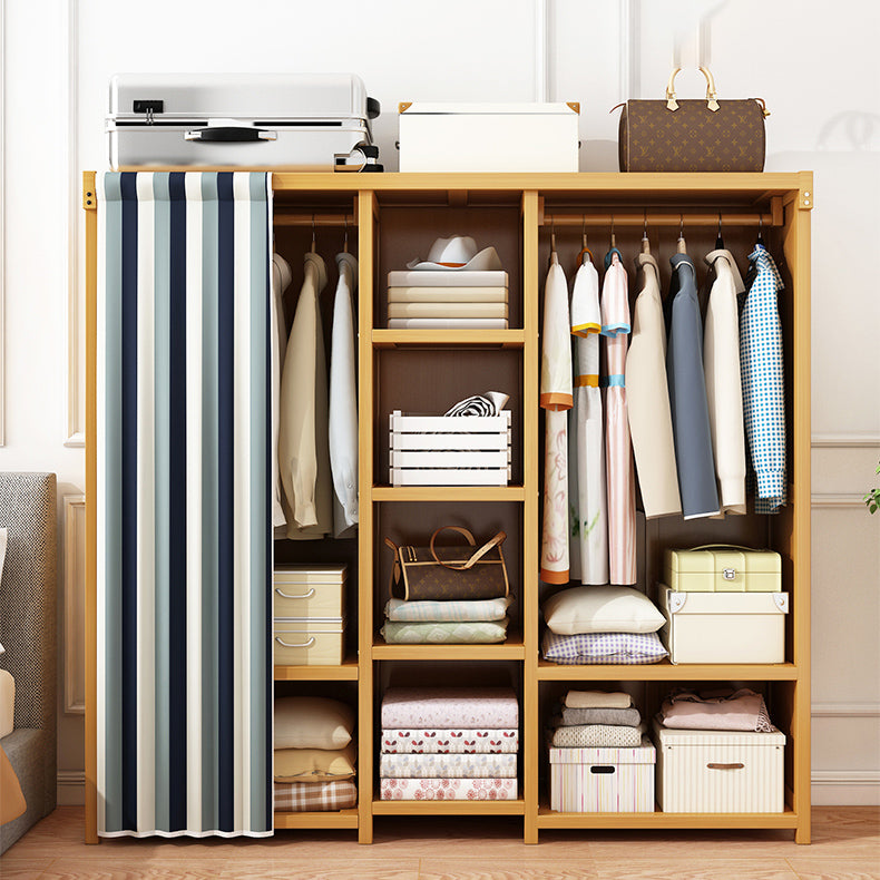 Engineered Wood Armoire Modern Natural Finish Wardrobe Closet with Garment Rod