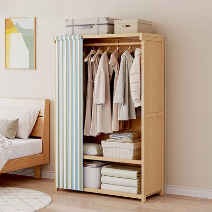 Engineered Wood Armoire Modern Natural Finish Wardrobe Closet with Garment Rod