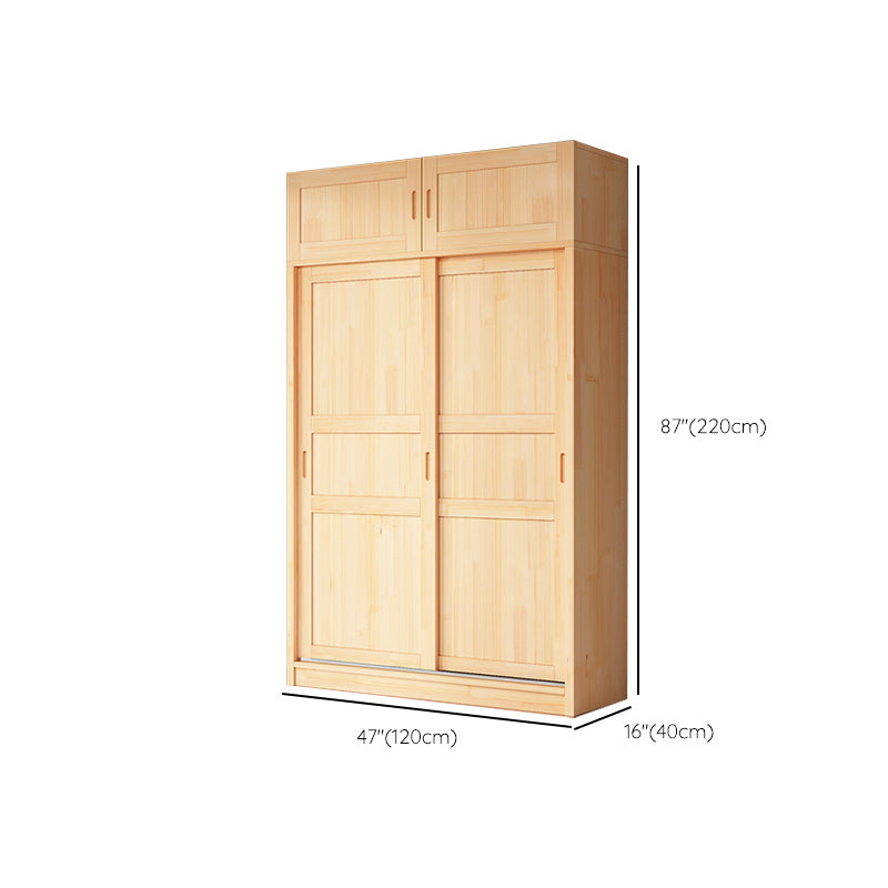 Guardaroba in legno solido naturale con porte scorrevoli con porte scorrevoli